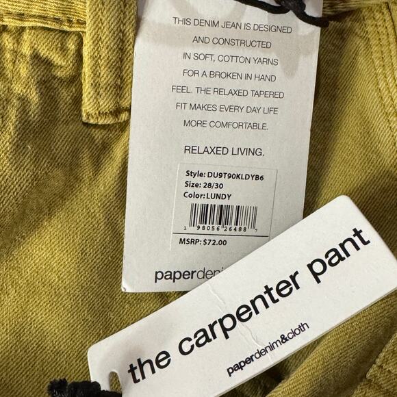 Paper Denim & Cloth SZ 28/30 Mens Relaxed Tapered Carpenter Jeans Zip-Fly Lundy - Picture 10 of 12